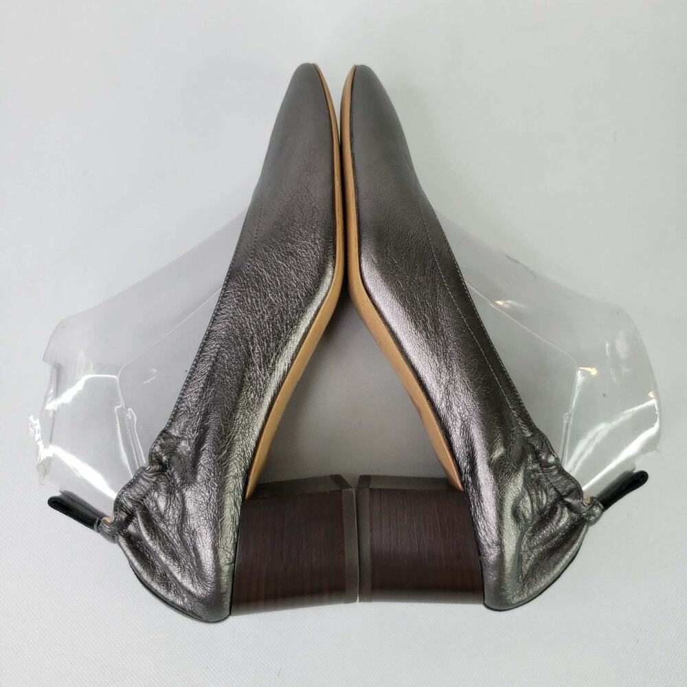Everlane Women's The Italian Leather Day Block Heel Metallic Grey Size 9.5 - Picture 3 of 10